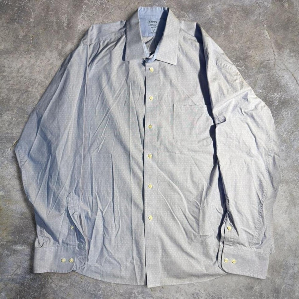 Chaps Coolmax Light Blue‎ Micro Dot Dress Shirt Regular Fit 2XL 18-18.5 36/37